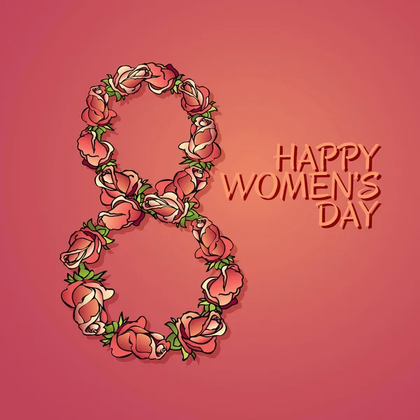 Vectorillustratie Van Happy Womens Day Wenskaart Met Roze Roos — Stockvector