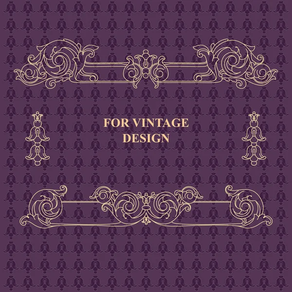Vector Frame Floral Ornament Violet Background Vintage Design Hand Drawn — Stock Vector
