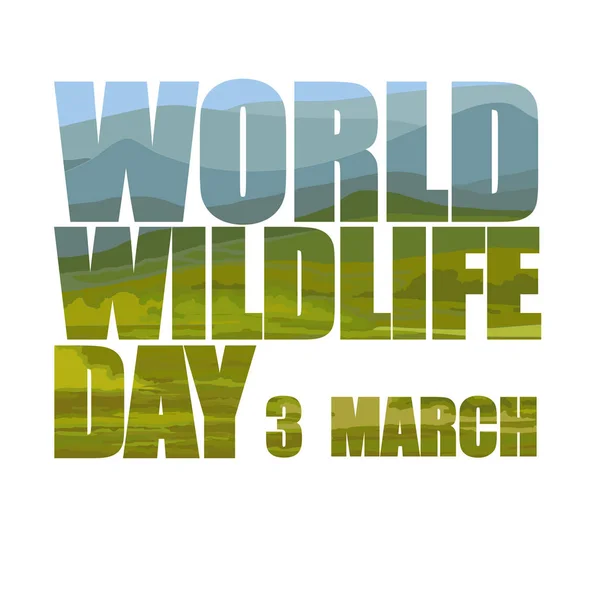 Giornata Mondiale Della Fauna Selvatica Illustrazione Vettoriale Biglietto Auguri — Vettoriale Stock