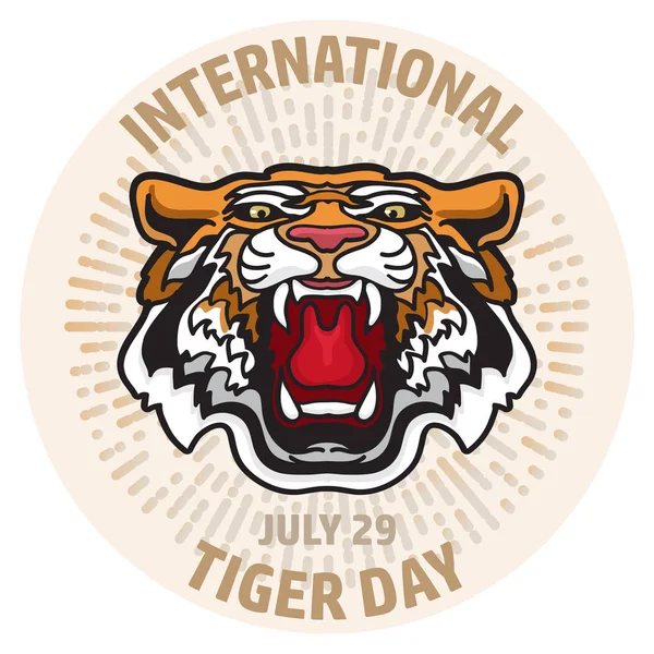 Modello Poster Della Giornata Internazionale Della Tigre Con Testa Tigre — Vettoriale Stock