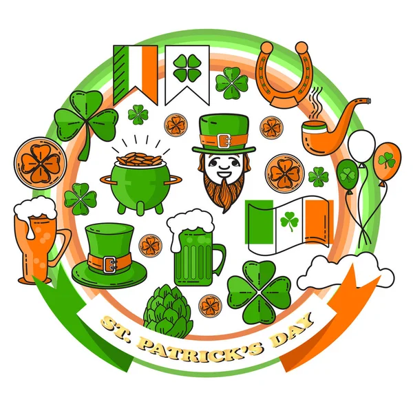 Ensemble Vectoriel Icône Saint Patrick Élément Design Irlandais Vacances Symboles — Image vectorielle