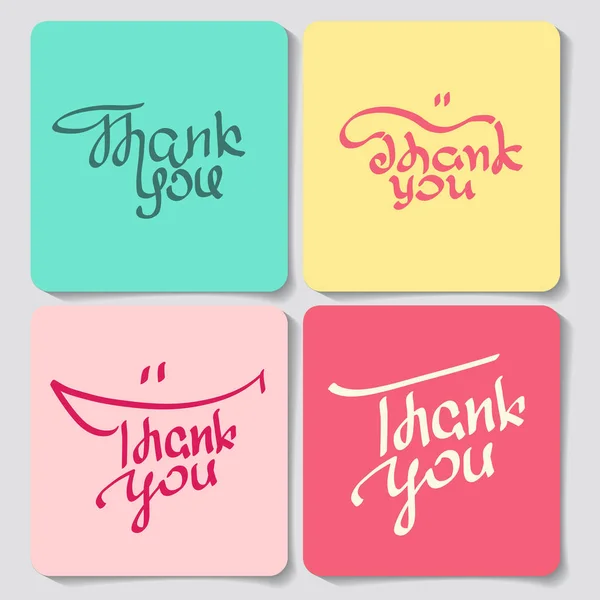 Set Thank You Design Elements Vector Lettering Hand Lettering Custom — Stock Vector