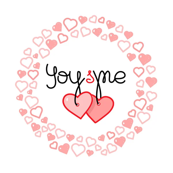 Sen Ben Elle Çizilmiş Tipografi Poster Yürekleri Alıntı Için Sevgililer — Stok Vektör