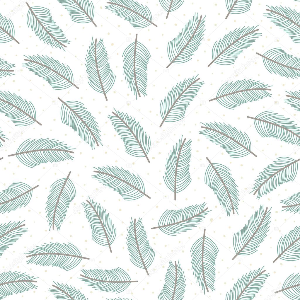 Christmas tree branches seamless pattern. New year background. Great for wrapping paper, fabric and textile, poster and invitation design. Vector illustration