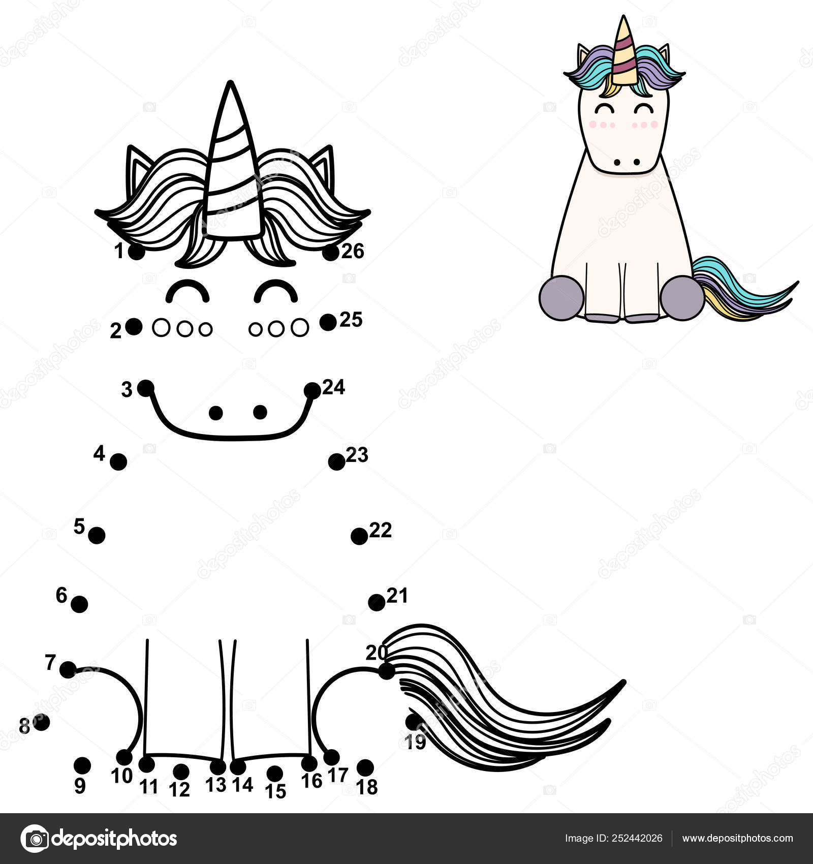 connect-dots-draw-cute-unicorn-numbers-game-children-vector-illustration-stock-vector-image-by