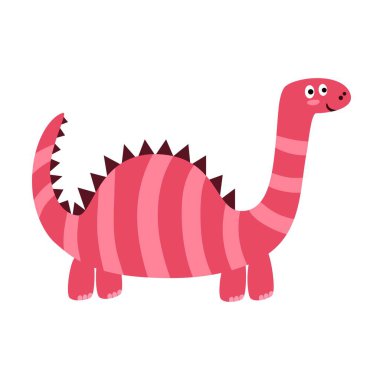 Uzun boyun izole elementi olan sevimli dinozor. Çocuklar için komik dinozor tasarımı