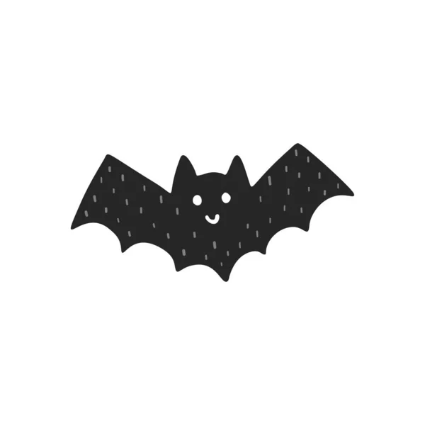 Lindo elemento aislado murciélago negro volador. Personaje de Halloween para diseño de niños — Archivo Imágenes Vectoriales