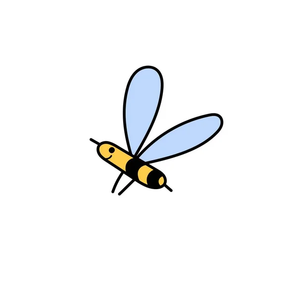 Linda abeja voladora elemento aislado. Carácter insecto para el diseño de niños — Archivo Imágenes Vectoriales