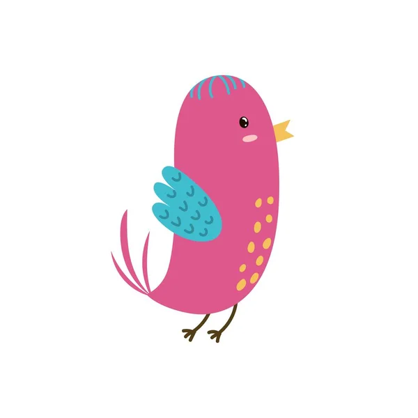 Милий рожевий птах. Смішний персонаж ізольований елемент для дизайну дітей — стоковий вектор