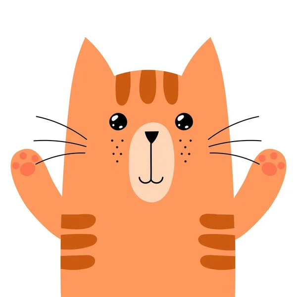 Śmieszny rudy kot izolowany element. Cute charakter kotów w stylu kreskówki — Wektor stockowy