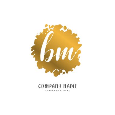 B M BM el yazısı ve daireyle imzalı logo tasarımı. Moda, takım, düğün, lüks logo için güzel bir tasarım..