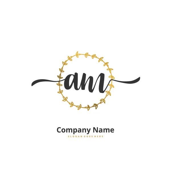 Initiale Écriture Signature Logo Design Avec Cercle Logo Écrit Main — Image vectorielle