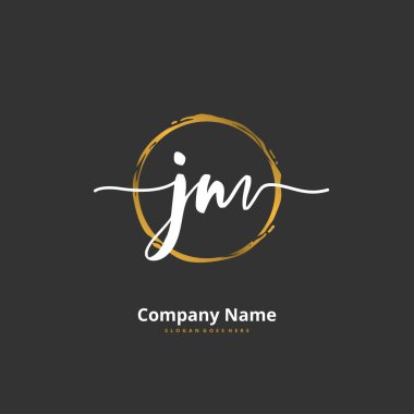 J M J M el yazısı ve daireyle imzalı logo tasarımı. Moda, takım, düğün, lüks logo için güzel tasarım logosu.