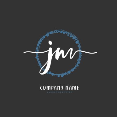 J M J M el yazısı ve daireyle imzalı logo tasarımı. Moda, takım, düğün, lüks logo için güzel tasarım logosu.