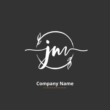 J M J M el yazısı ve daireyle imzalı logo tasarımı. Moda, takım, düğün, lüks logo için güzel tasarım logosu.