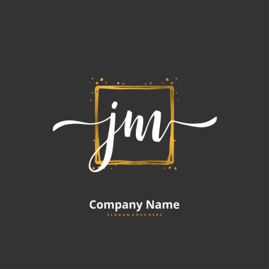 J M J M el yazısı ve daireyle imzalı logo tasarımı. Moda, takım, düğün, lüks logo için güzel tasarım logosu.