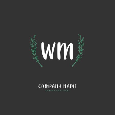 W M WM el yazısı ve daireyle imzalı logo tasarımı. Moda, takım, düğün, lüks logo için güzel tasarım logosu.