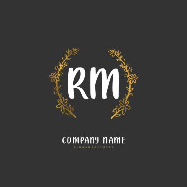 R M RM el yazısı ve daireyle imzalı logo tasarımı. Moda, takım, düğün, lüks logo için güzel tasarım logosu.