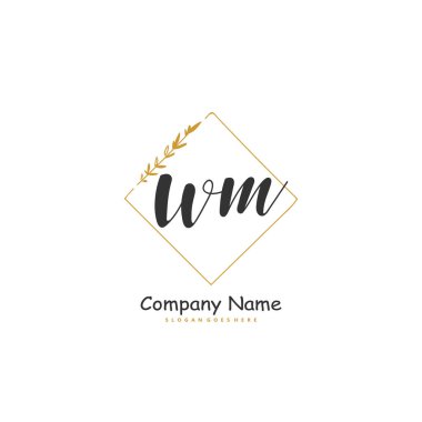 W M WM el yazısı ve daireyle imzalı logo tasarımı. Moda, takım, düğün, lüks logo için güzel tasarım logosu.