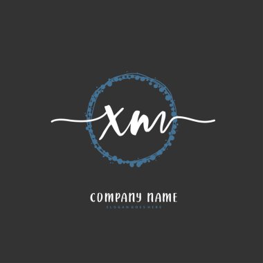 X M XM el yazısı ve daireyle imzalı logo tasarımı. Moda, takım, düğün, lüks logo için güzel tasarım logosu.