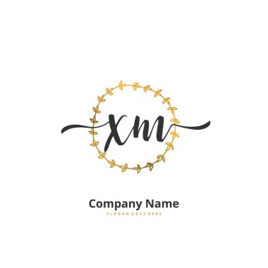 X M XM el yazısı ve daireyle imzalı logo tasarımı. Moda, takım, düğün, lüks logo için güzel tasarım logosu.
