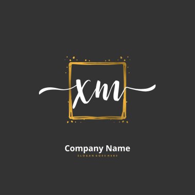 X M XM el yazısı ve daireyle imzalı logo tasarımı. Moda, takım, düğün, lüks logo için güzel tasarım logosu.