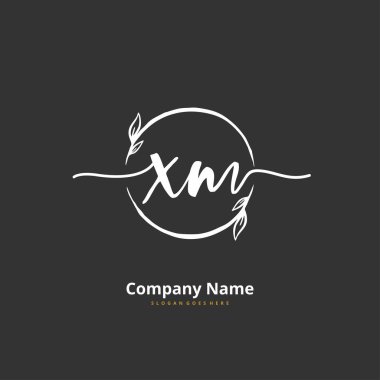 X M XM el yazısı ve daireyle imzalı logo tasarımı. Moda, takım, düğün, lüks logo için güzel tasarım logosu.