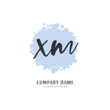 X M XM el yazısı ve daireyle imzalı logo tasarımı. Moda, takım, düğün, lüks logo için güzel tasarım logosu.
