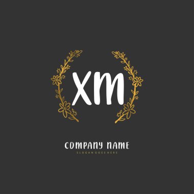 X M XM el yazısı ve daireyle imzalı logo tasarımı. Moda, takım, düğün, lüks logo için güzel tasarım logosu.