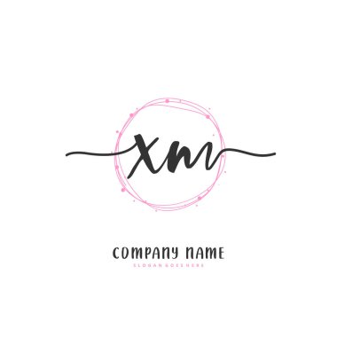 X M XM el yazısı ve daireyle imzalı logo tasarımı. Moda, takım, düğün, lüks logo için güzel tasarım logosu.