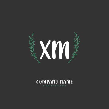 X M XM el yazısı ve daireyle imzalı logo tasarımı. Moda, takım, düğün, lüks logo için güzel tasarım logosu.