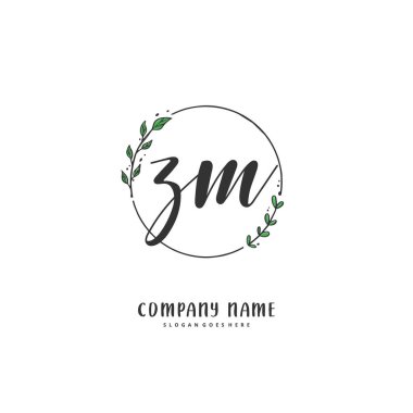 Z M ZM el yazısı ve daireyle imzalı logo tasarımı. Moda, takım, düğün, lüks logo için güzel tasarım logosu.