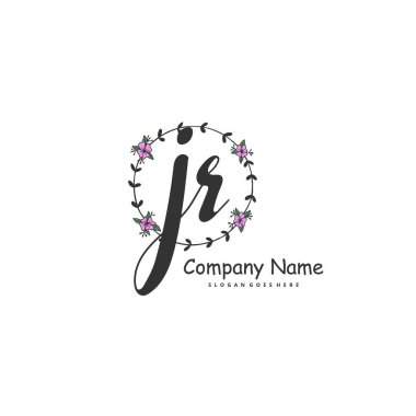 J R JR el yazısı ve daireyle imzalı logo tasarımı. Moda, takım, düğün, lüks logo için güzel tasarım logosu.