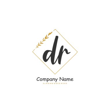 İlk D R DR el yazısı ve daireyle imzalı logo tasarımı. Moda, takım, düğün, lüks logo için güzel tasarım logosu.