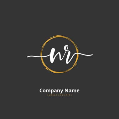 Baş harfi N R NR el yazısı ve daireyle imzalı logo tasarımı. Moda, takım, düğün, lüks logo için güzel tasarım logosu.