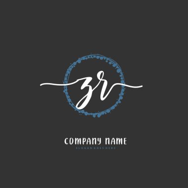 Z R ZR el yazısı ve daireyle imzalı logo tasarımı. Moda, takım, düğün, lüks logo için güzel tasarım logosu.