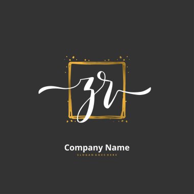 Z R ZR el yazısı ve daireyle imzalı logo tasarımı. Moda, takım, düğün, lüks logo için güzel tasarım logosu.