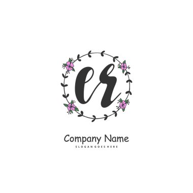 E R ER el yazısı ve daire şeklinde imzalı logo tasarımı. Moda, takım, düğün, lüks logo için güzel tasarım logosu.