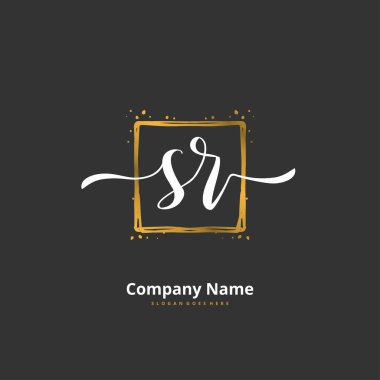 S R SR el yazısı ve daire şeklinde imzalı logo tasarımı. Moda, takım, düğün, lüks logo için güzel tasarım logosu.