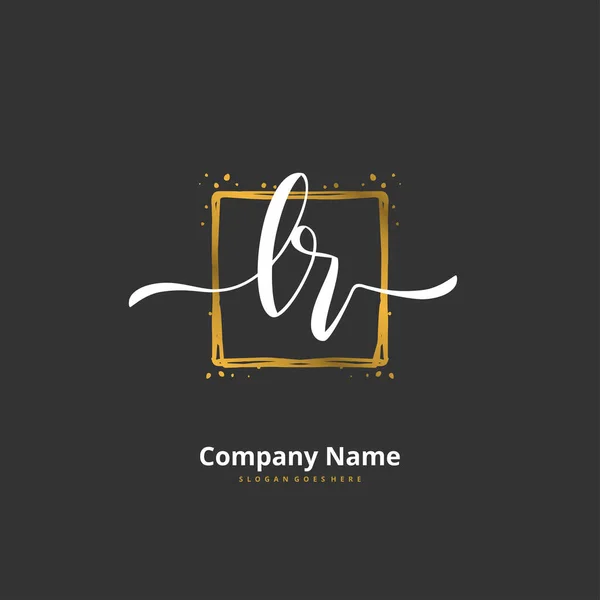初期のL Lr手書きとサークル付きの署名ロゴデザイン ファッション チーム 結婚式 高級ロゴのための美しいデザイン手書きのロゴ — ストックベクタ