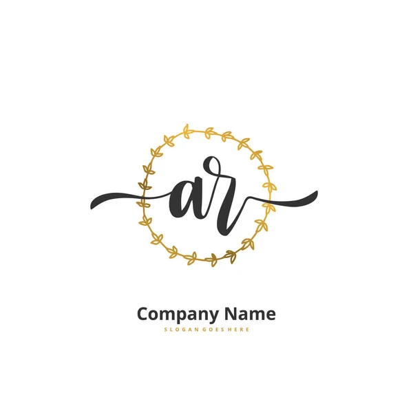 Initial Handwriting Signature Logo Design Circle Beautiful Design Handwritten Logo — Stock Vector