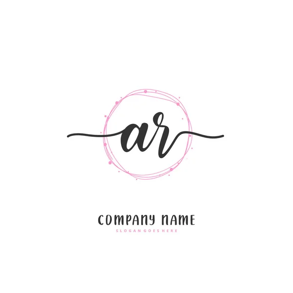 Initial Handwriting Signature Logo Design Circle Beautiful Design Handwritten Logo — Stock Vector