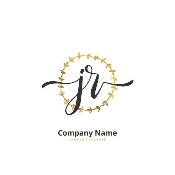 Yazısı Daireyle Imzalı Logo Tasarımı Moda Takım Düğün Lüks Logo — Stok Vektör