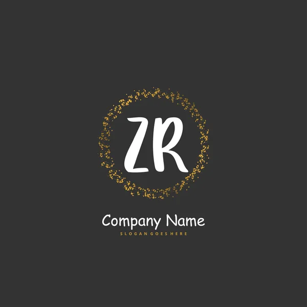 初期のZ Zr手書きとサークルと署名のロゴデザイン ファッション チーム 結婚式 高級ロゴのための美しいデザイン手書きのロゴ — ストックベクタ