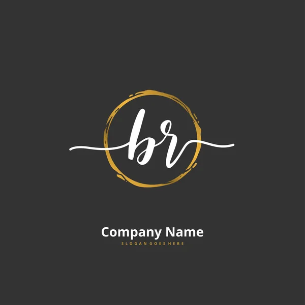 初期のB Br手書きとサークルと署名ロゴデザイン ファッション チーム 結婚式 高級ロゴのための美しいデザイン手書きのロゴ — ストックベクタ
