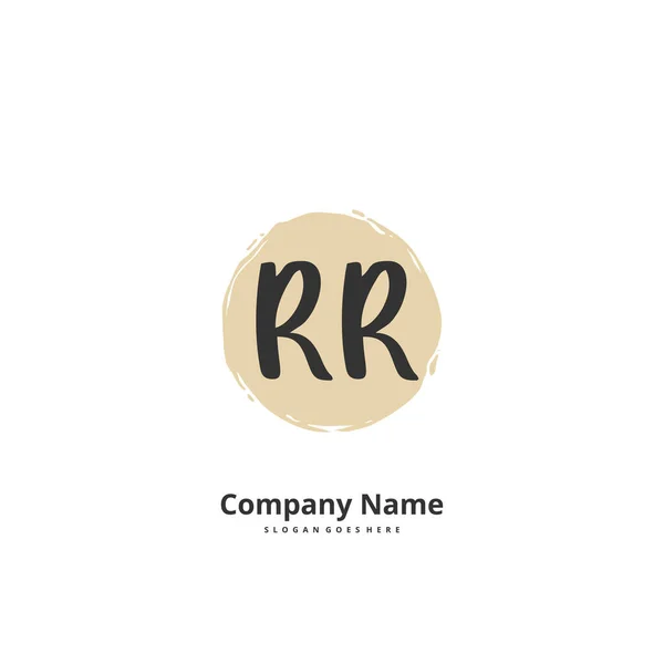 初期のR Rr手書きとサークル付きの署名ロゴデザイン ファッション チーム 結婚式 高級ロゴのための美しいデザイン手書きのロゴ — ストックベクタ