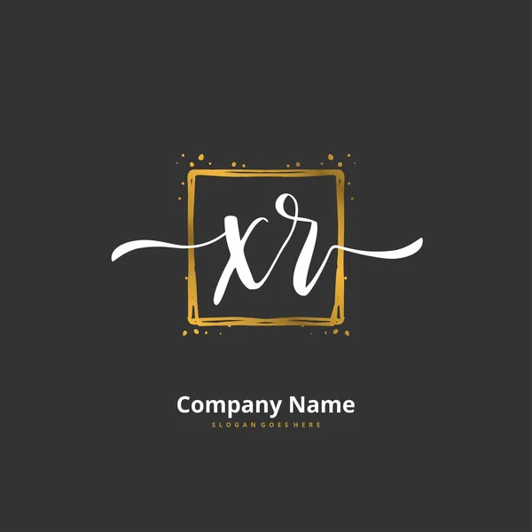 初期のX Xr手書きとサークルと署名のロゴデザイン ファッション チーム 結婚式 高級ロゴのための美しいデザイン手書きのロゴ — ストックベクタ