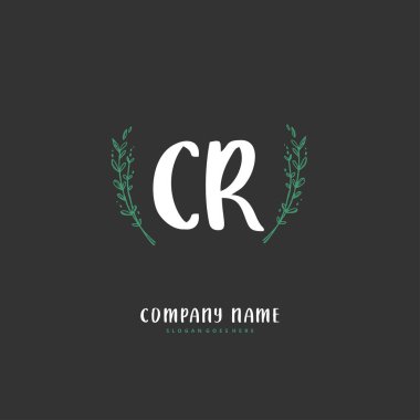 C R CR el yazısı ve daireyle imzalı logo tasarımı. Moda, takım, düğün, lüks logo için güzel tasarım logosu.