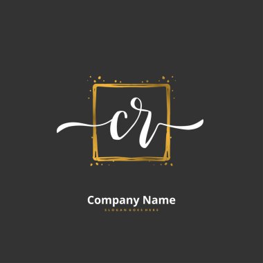 C R CR el yazısı ve daireyle imzalı logo tasarımı. Moda, takım, düğün, lüks logo için güzel tasarım logosu.