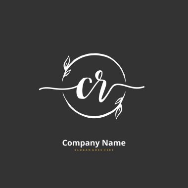 C R CR el yazısı ve daireyle imzalı logo tasarımı. Moda, takım, düğün, lüks logo için güzel tasarım logosu.